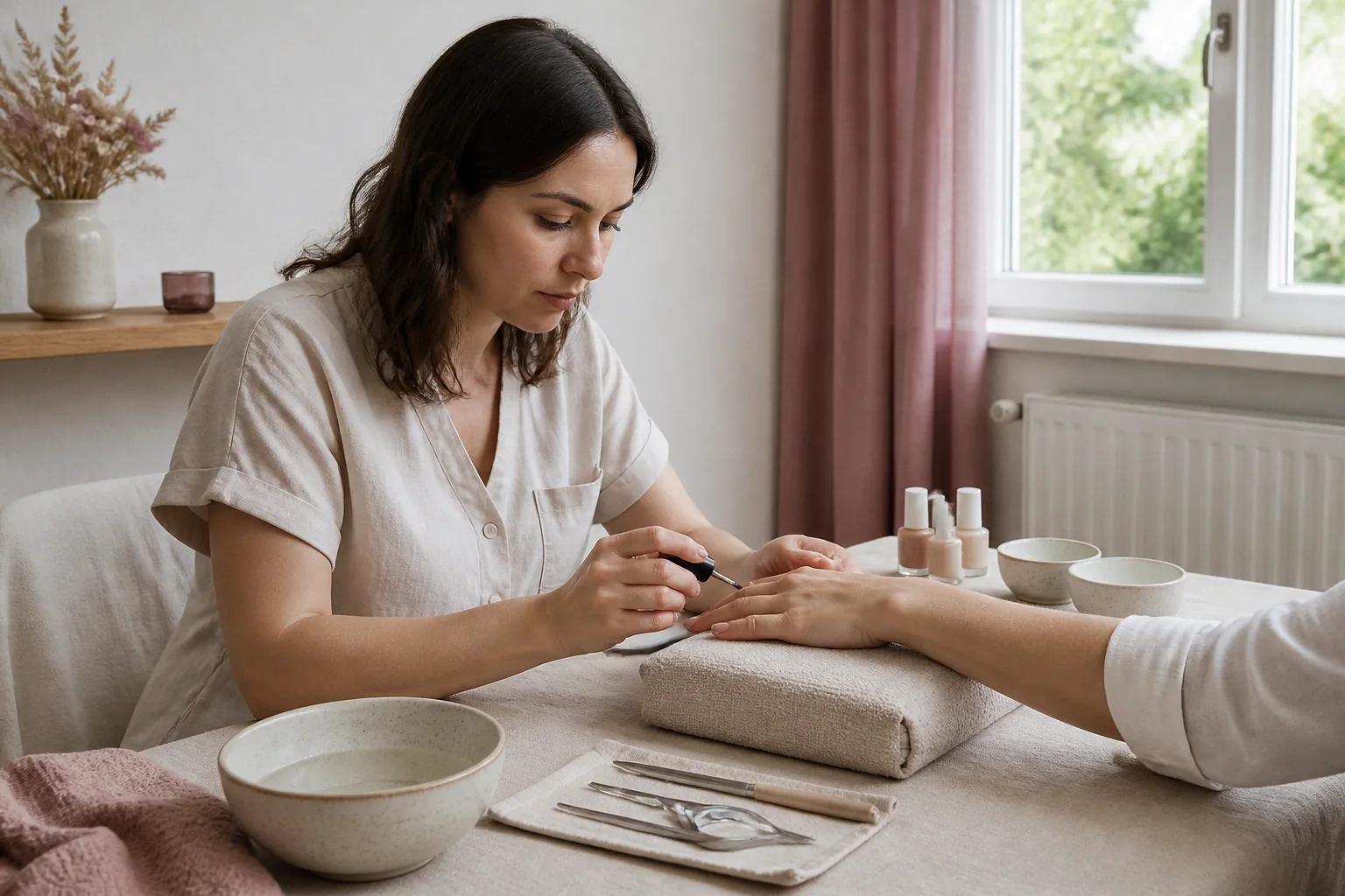 Préparation de soins esthétiques avant un mariage — illustration générée par IA
