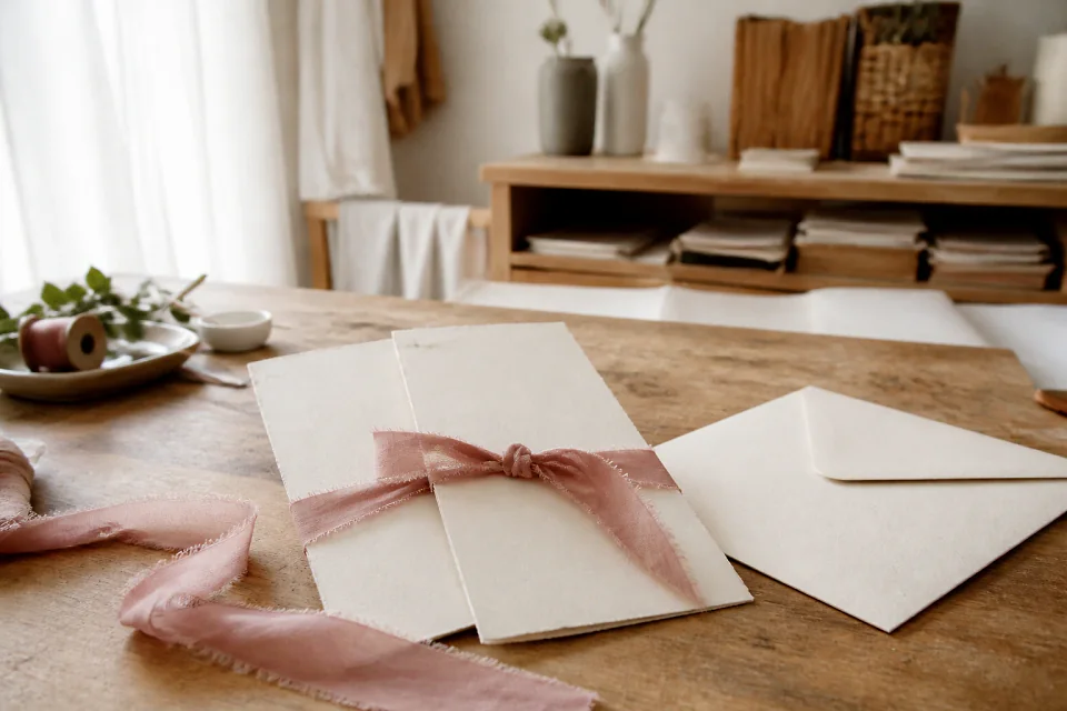 Papeterie et supports de faire-part de mariage — illustration générée par IA