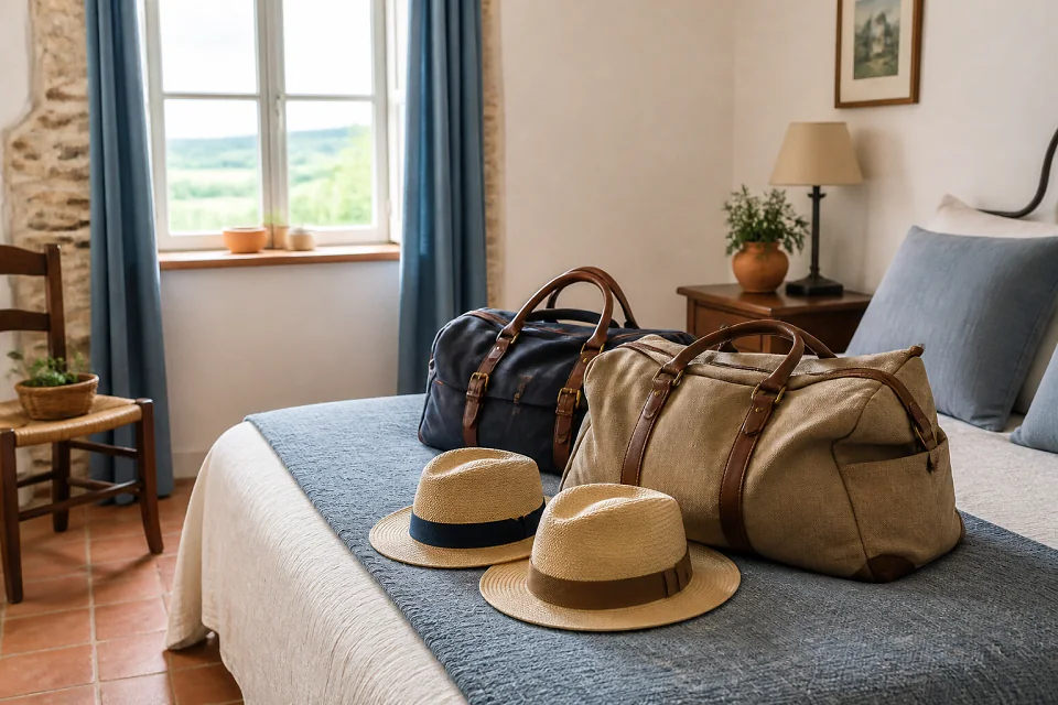 Bagages et hébergement pour un voyage de noces — illustration générée par IA