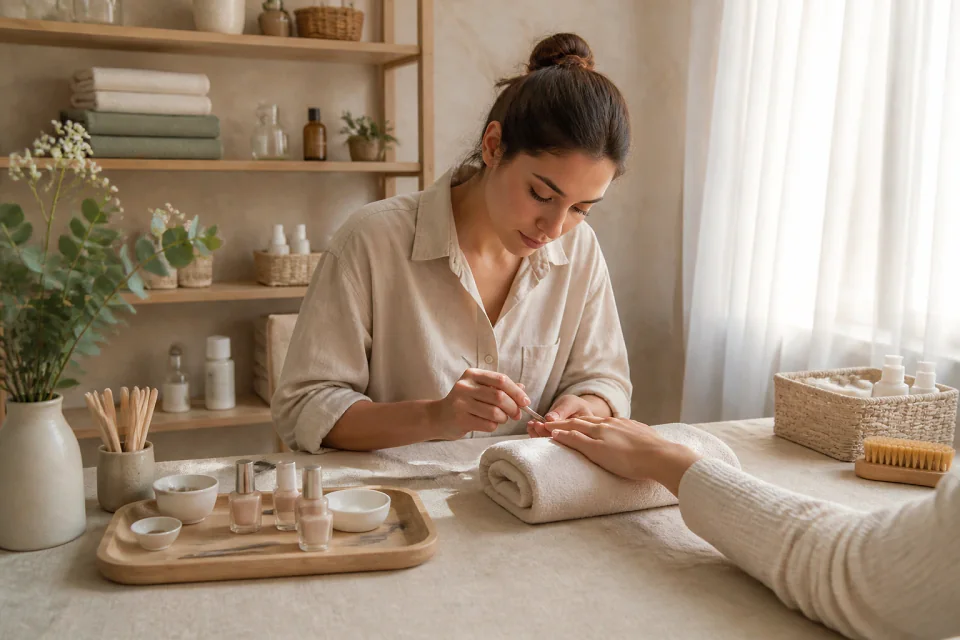 Préparation de soins esthétiques avant un mariage — illustration générée par IA
