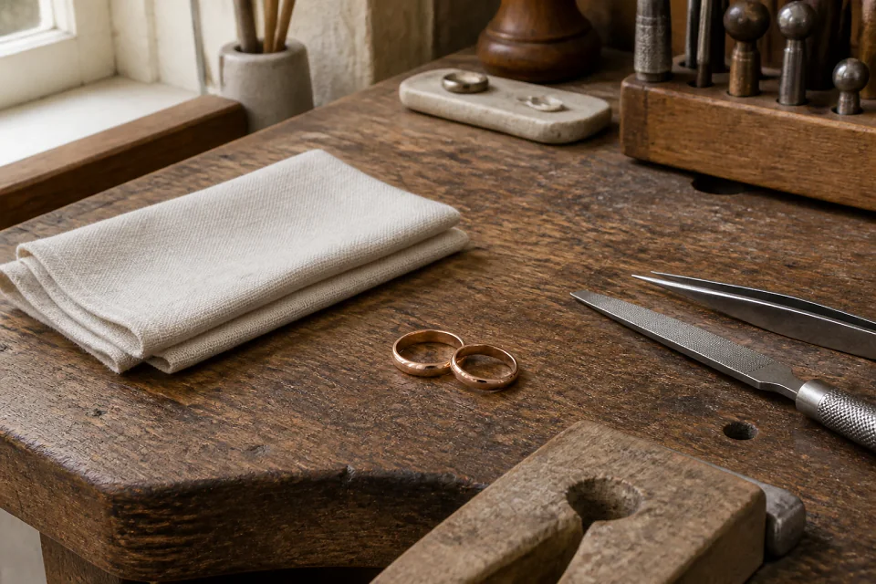 Alliances et travail de bijouterie de mariage — illustration générée par IA
