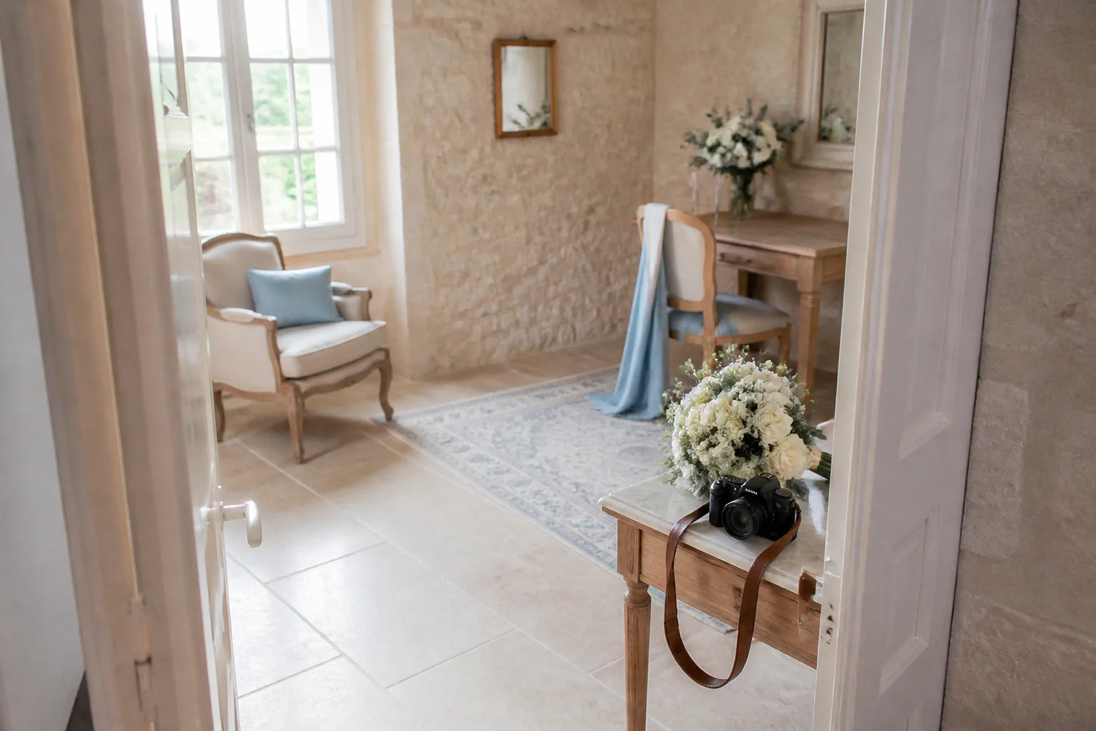 Appareil photo et accessoires de reportage de mariage — illustration générée par IA