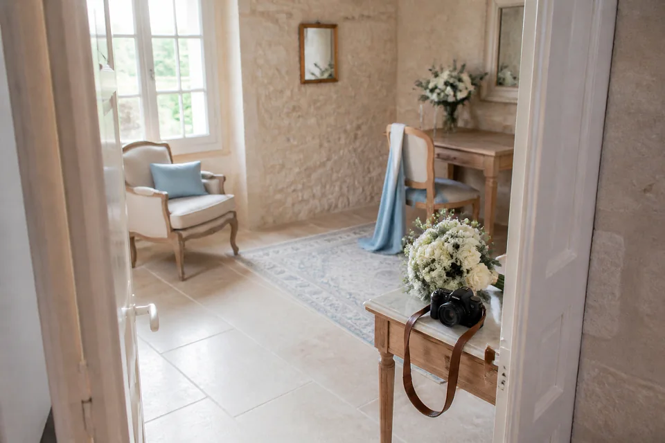 Appareil photo et accessoires de reportage de mariage — illustration générée par IA
