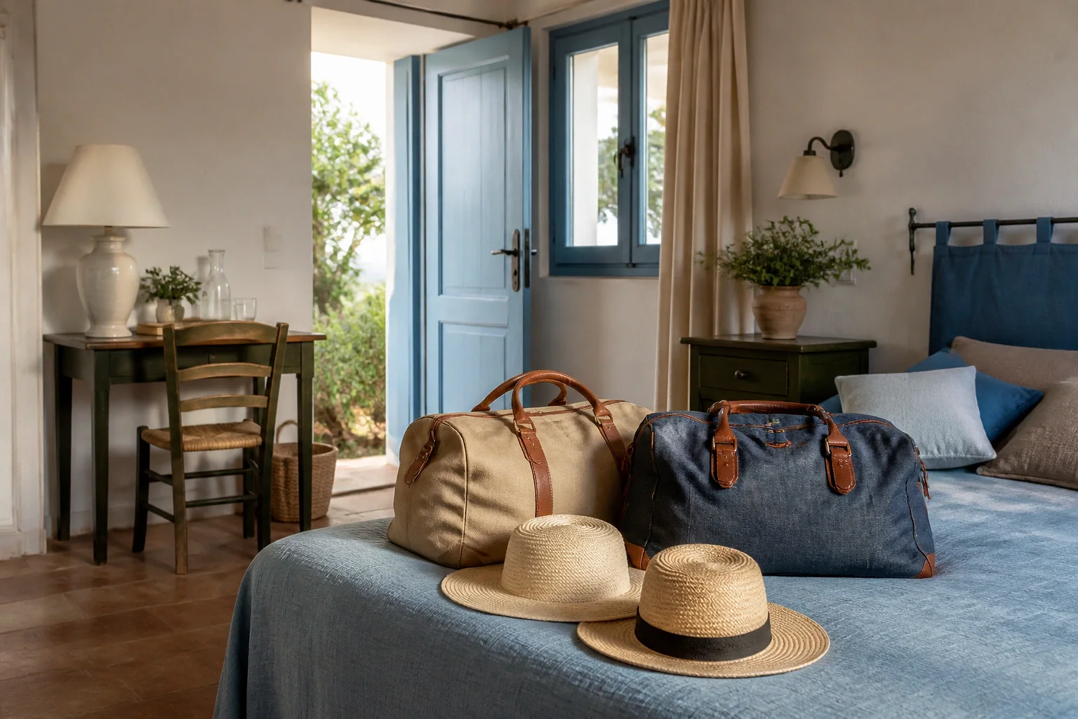 Bagages et hébergement pour un voyage de noces — illustration générée par IA