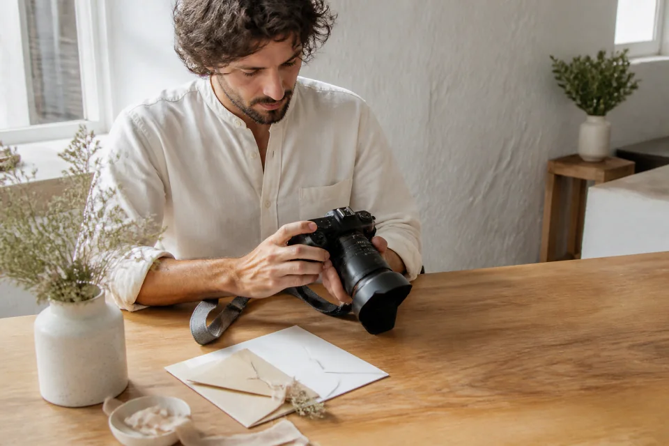Appareil photo et accessoires de reportage de mariage — illustration générée par IA