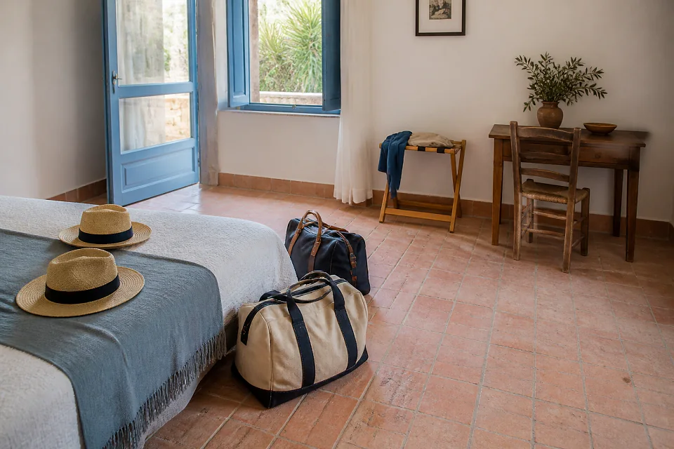 Bagages et hébergement pour un voyage de noces — illustration générée par IA