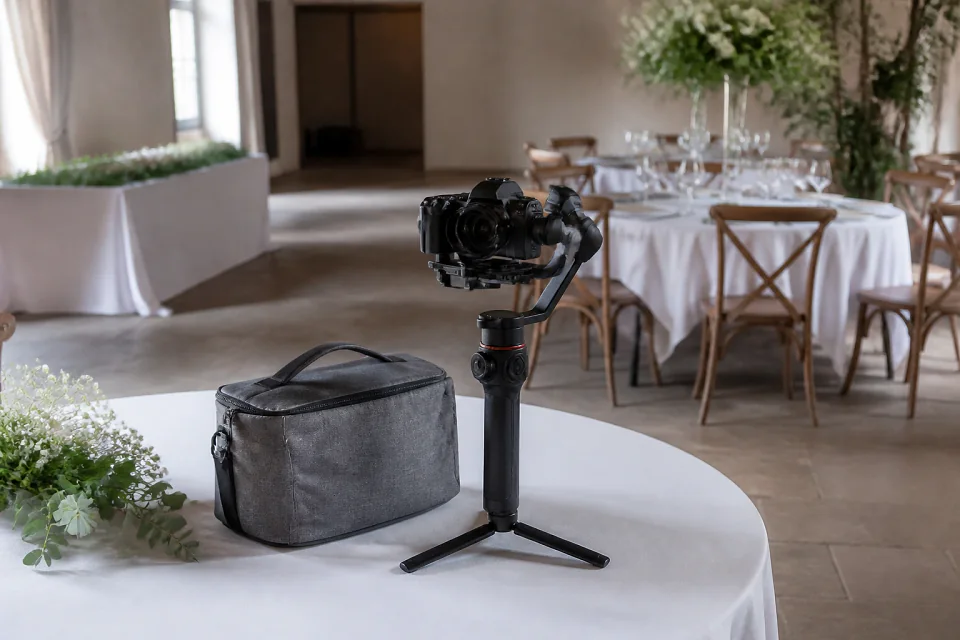 Matériel de tournage pour un film de mariage — illustration générée par IA