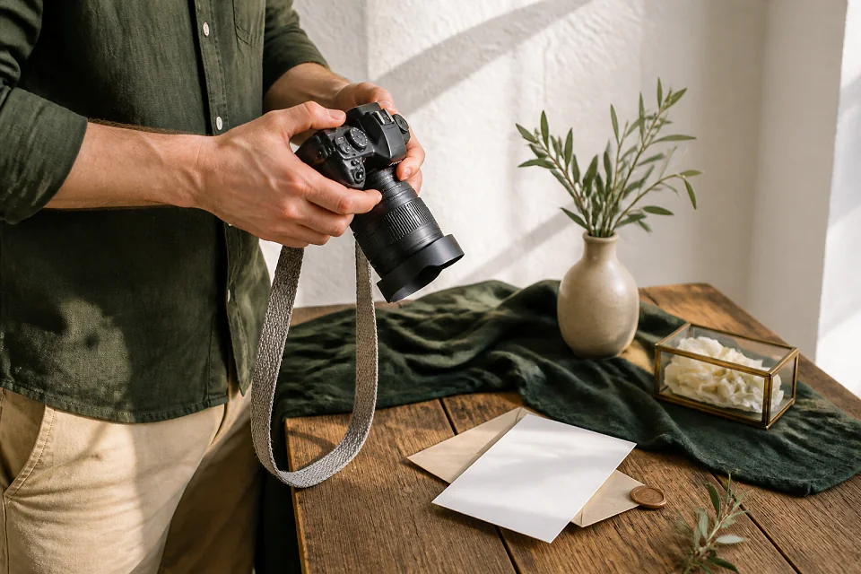 Appareil photo et accessoires de reportage de mariage — illustration générée par IA