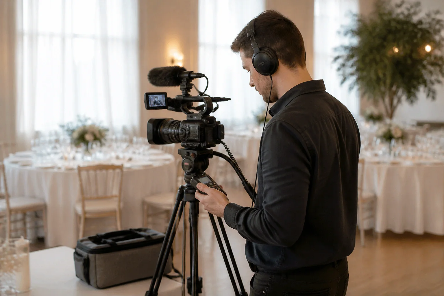 Matériel de tournage pour un film de mariage — illustration générée par IA