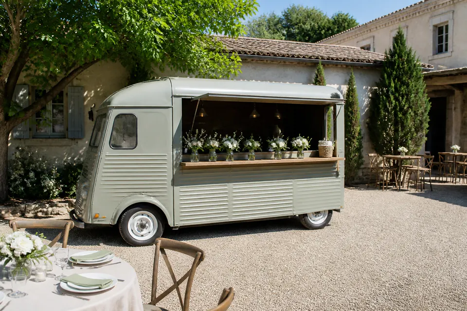 Service mobile de restauration pour une réception — illustration générée par IA