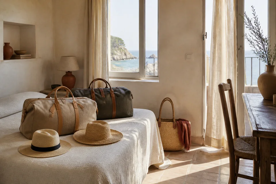 Bagages et hébergement pour un voyage de noces — illustration générée par IA