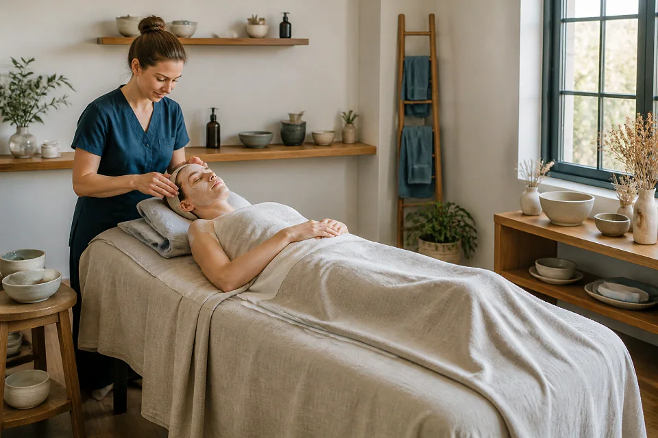 Préparation de soins esthétiques avant un mariage — illustration générée par IA