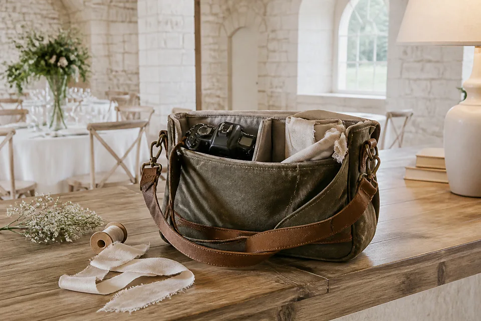 Appareil photo et accessoires de reportage de mariage — illustration générée par IA