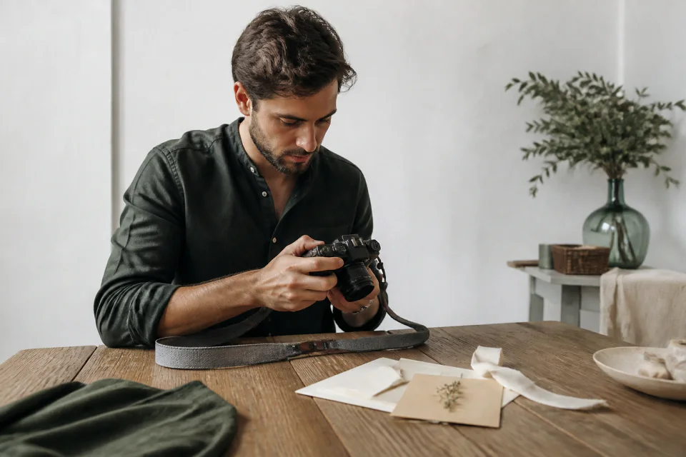 Appareil photo et accessoires de reportage de mariage — illustration générée par IA