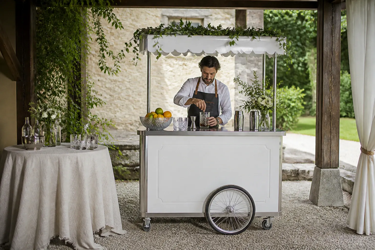 Service mobile de restauration pour une réception — illustration générée par IA
