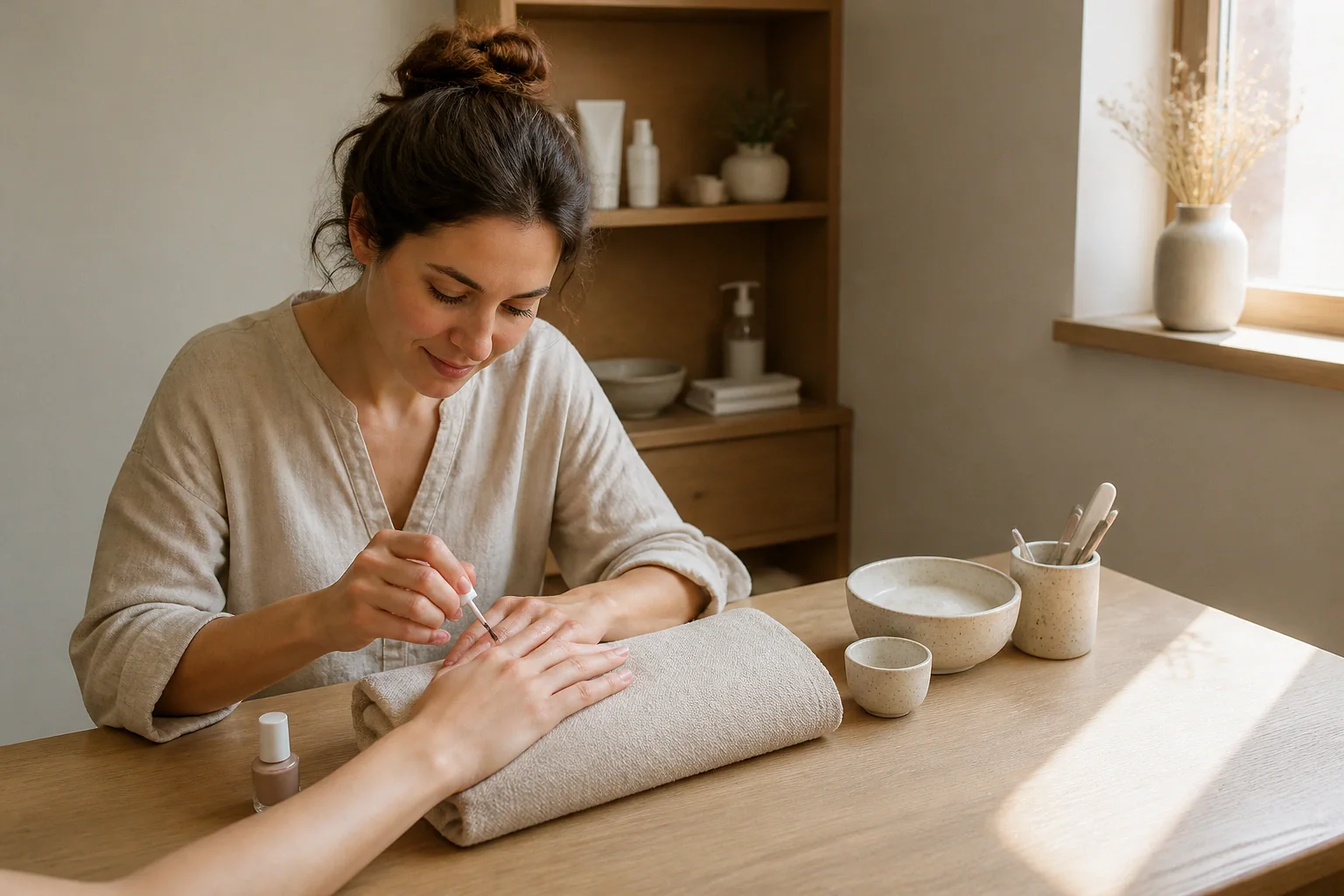 Préparation de soins esthétiques avant un mariage — illustration générée par IA