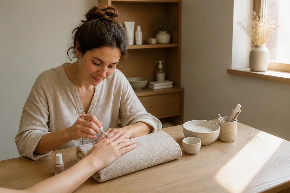 Préparation de soins esthétiques avant un mariage — illustration générée par IA