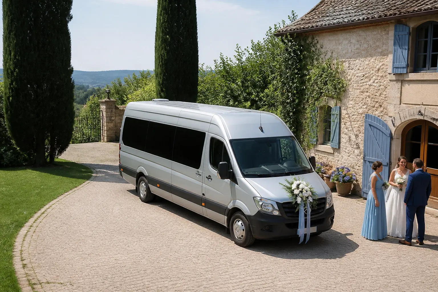 Véhicule préparé pour un transport de cérémonie — illustration générée par IA