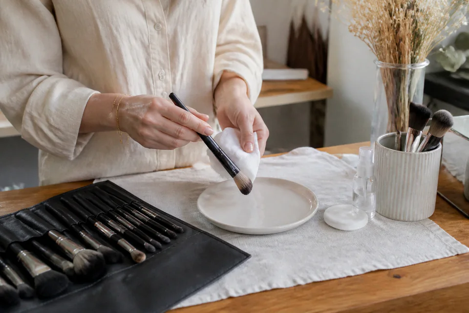 Préparation d’un maquillage de mariage — illustration générée par IA