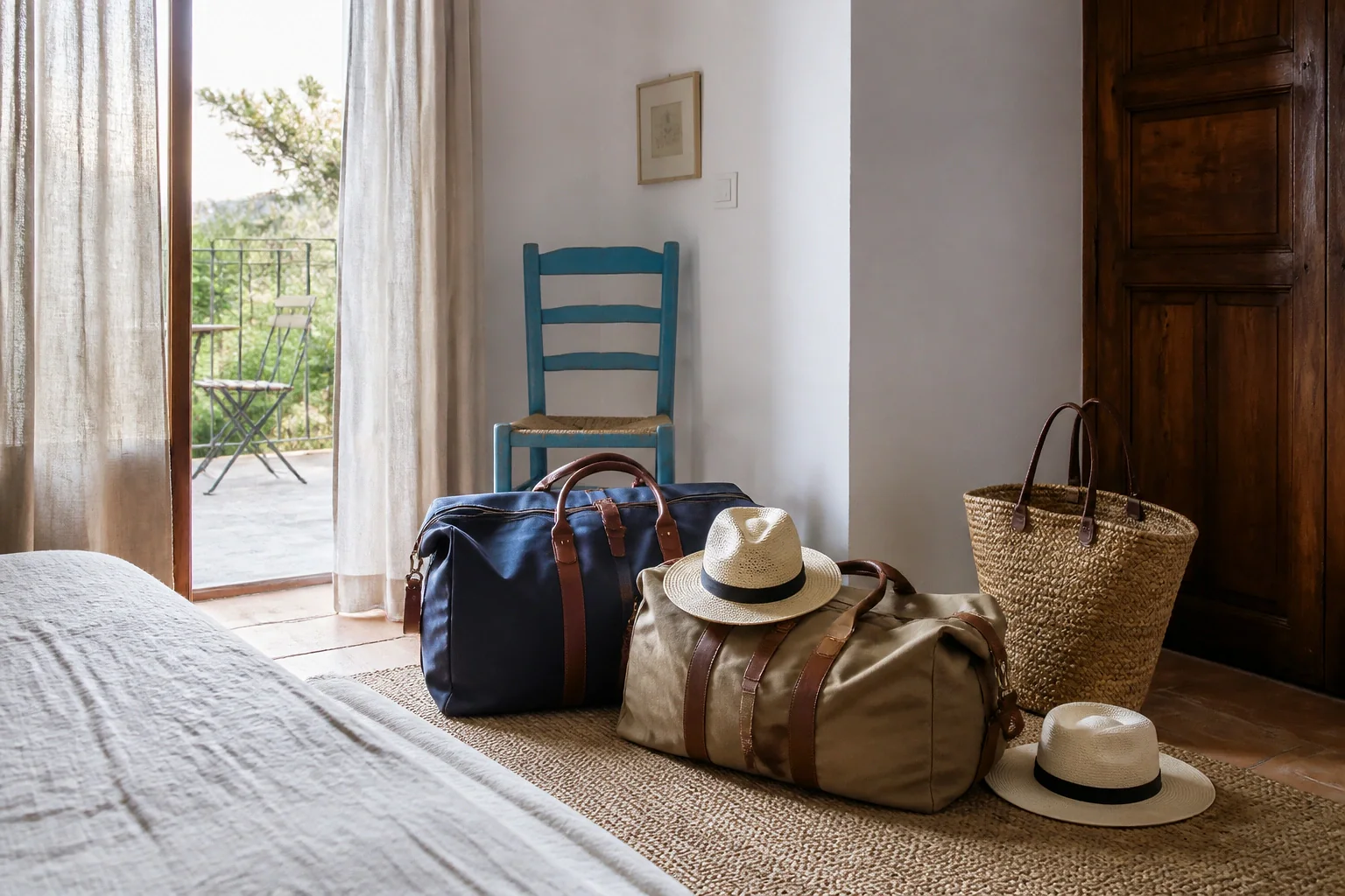 Bagages et hébergement pour un voyage de noces — illustration générée par IA
