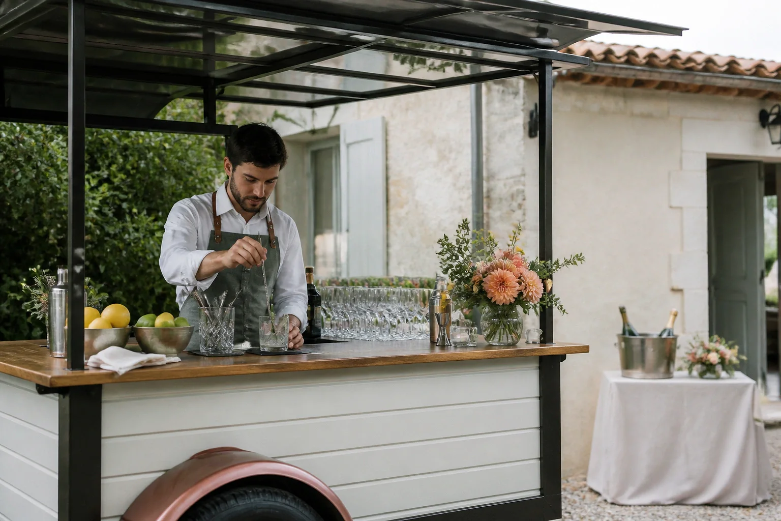 Service mobile de restauration pour une réception — illustration générée par IA