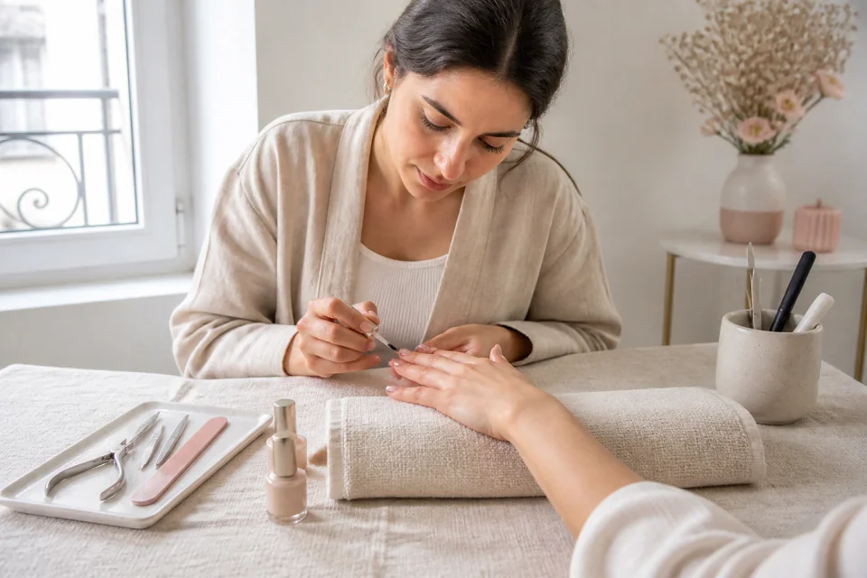 Préparation de soins esthétiques avant un mariage — illustration générée par IA