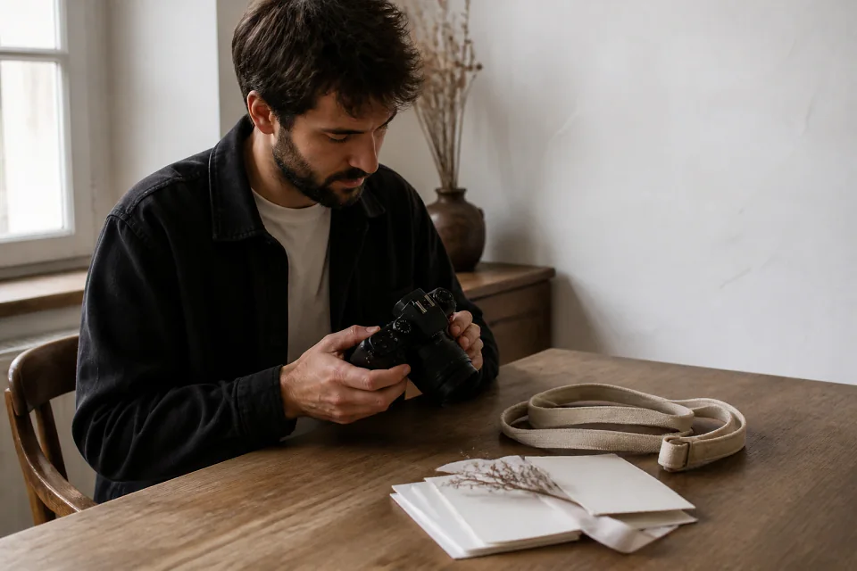 Appareil photo et accessoires de reportage de mariage — illustration générée par IA