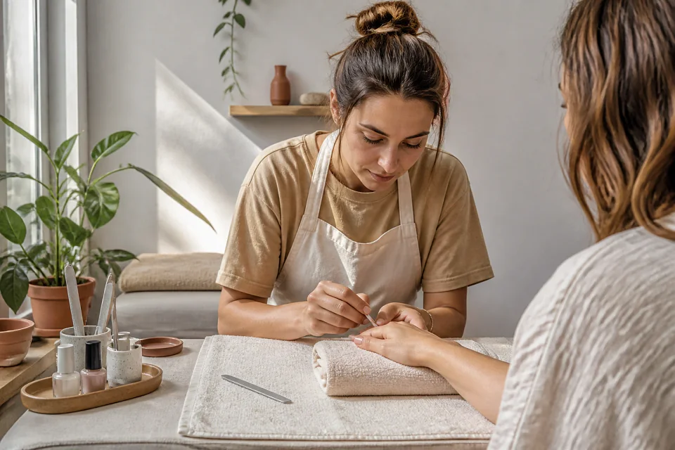Préparation de soins esthétiques avant un mariage — illustration générée par IA