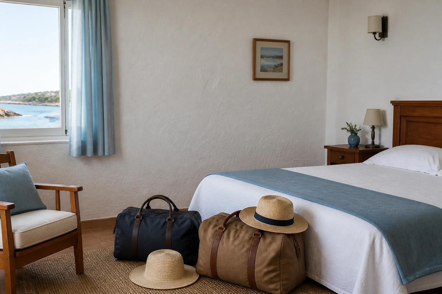 Bagages et hébergement pour un voyage de noces — illustration générée par IA