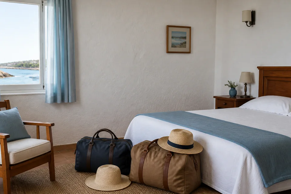 Bagages et hébergement pour un voyage de noces — illustration générée par IA