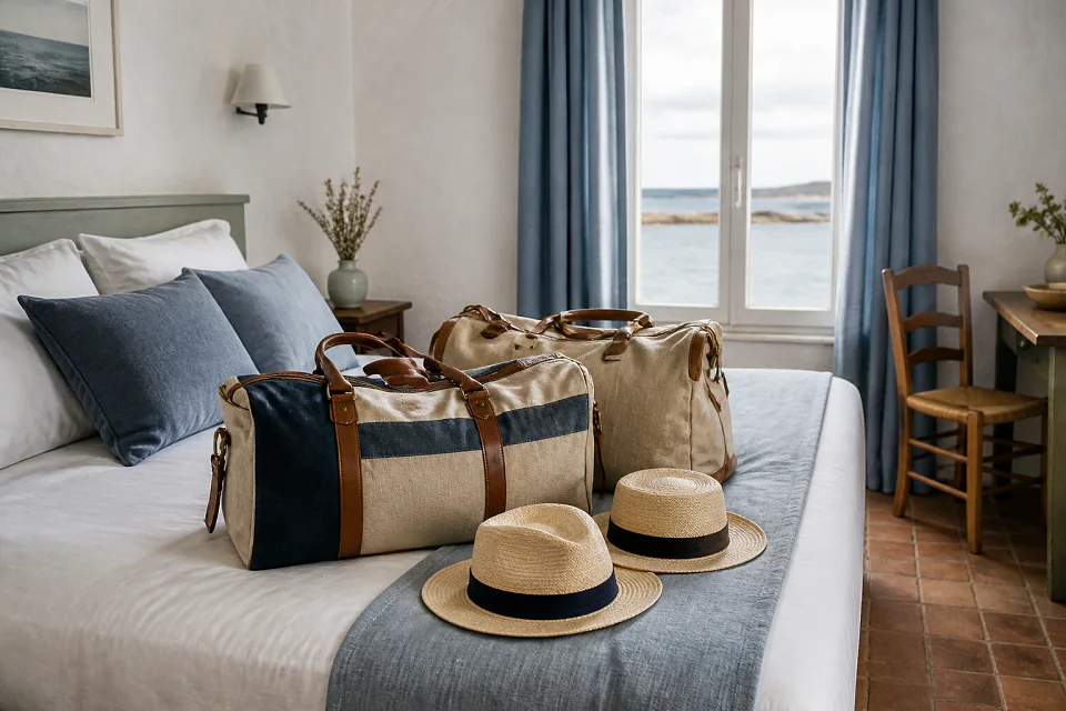 Bagages et hébergement pour un voyage de noces — illustration générée par IA