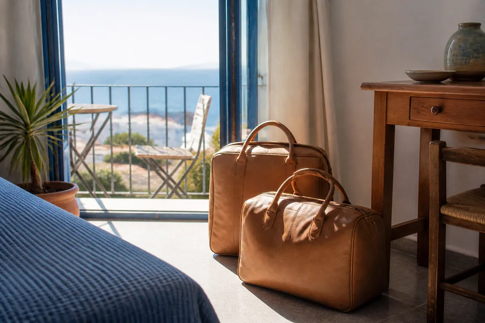 Bagages et hébergement pour un voyage de noces — illustration générée par IA