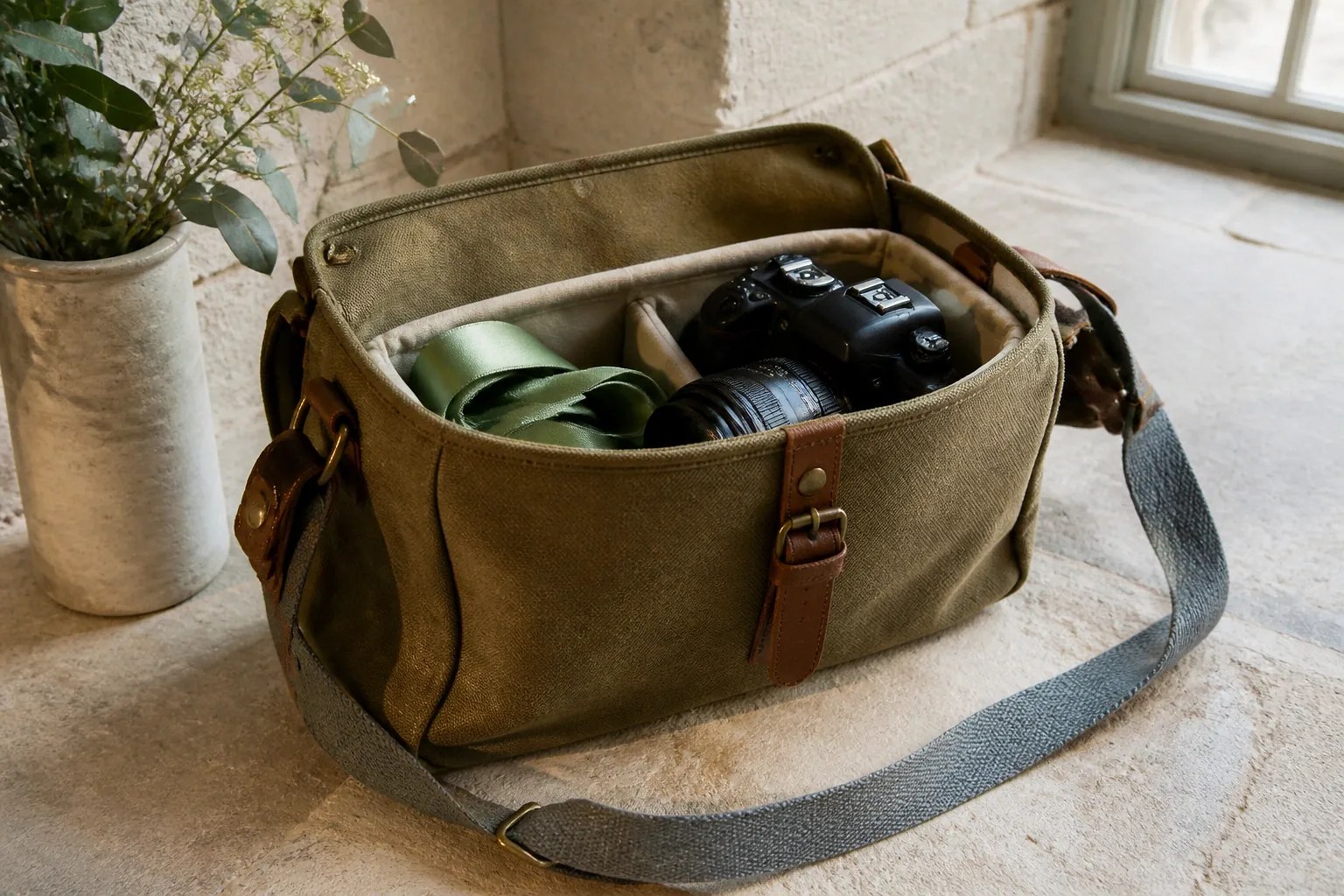 Appareil photo et accessoires de reportage de mariage — illustration générée par IA