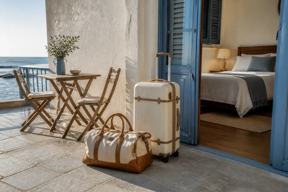 Bagages et hébergement pour un voyage de noces — illustration générée par IA