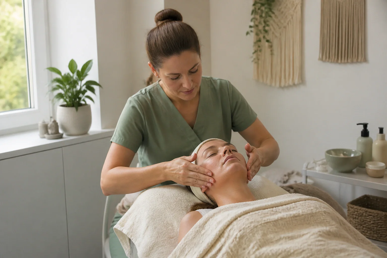 Préparation de soins esthétiques avant un mariage — illustration générée par IA