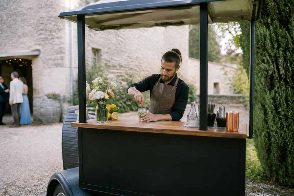 Service mobile de restauration pour une réception — illustration générée par IA