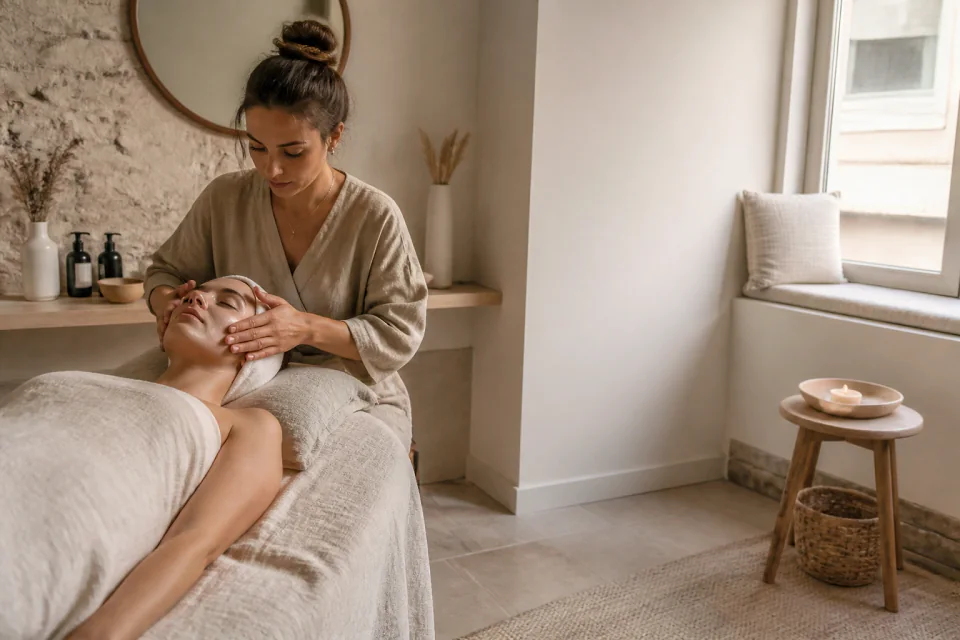 Préparation de soins esthétiques avant un mariage — illustration générée par IA