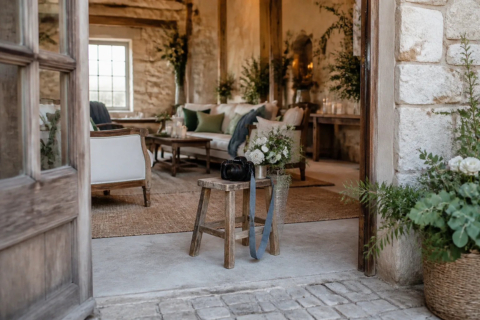 Appareil photo et accessoires de reportage de mariage — illustration générée par IA