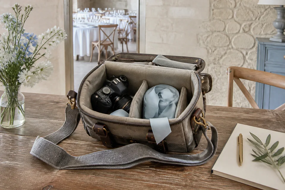 Appareil photo et accessoires de reportage de mariage — illustration générée par IA