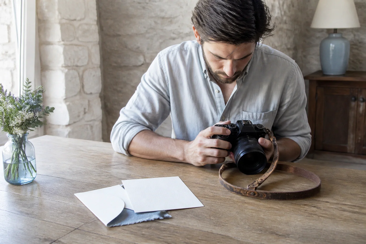 Appareil photo et accessoires de reportage de mariage — illustration générée par IA