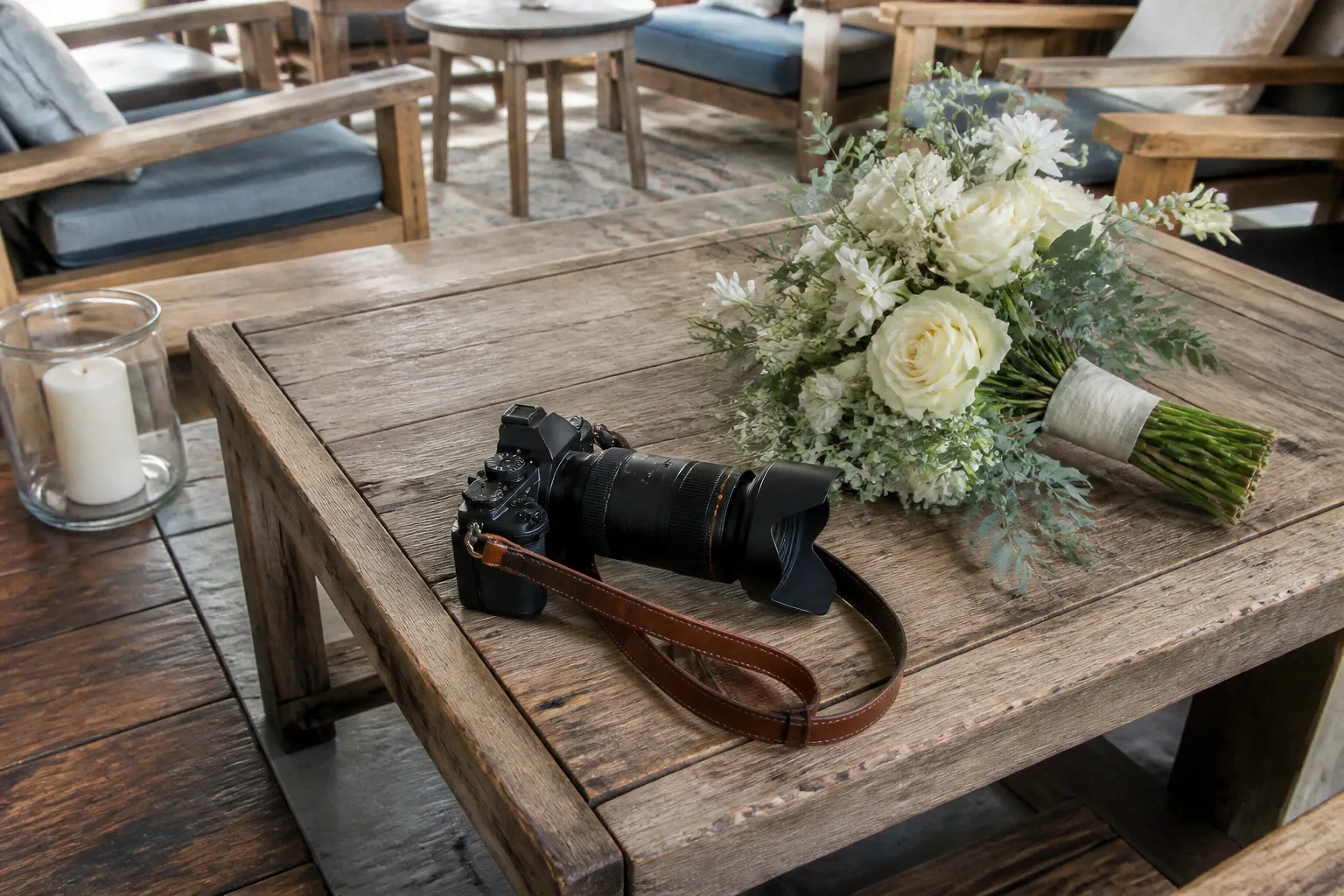 Appareil photo et accessoires de reportage de mariage — illustration générée par IA