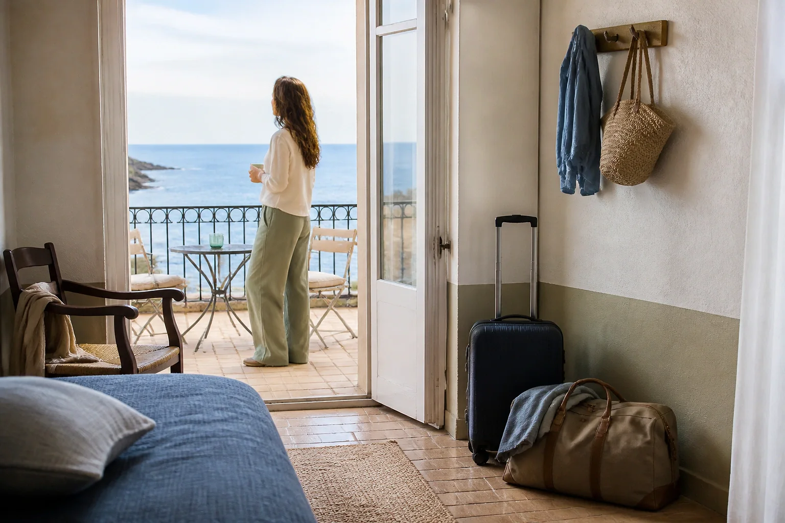 Bagages et hébergement pour un voyage de noces — illustration générée par IA