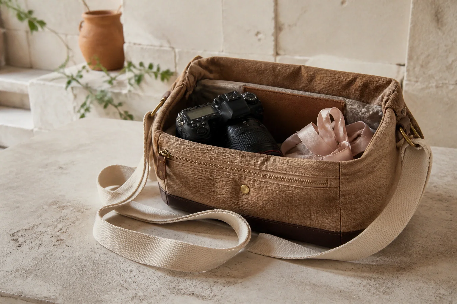 Appareil photo et accessoires de reportage de mariage — illustration générée par IA