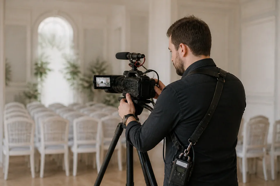 Matériel de tournage pour un film de mariage — illustration générée par IA