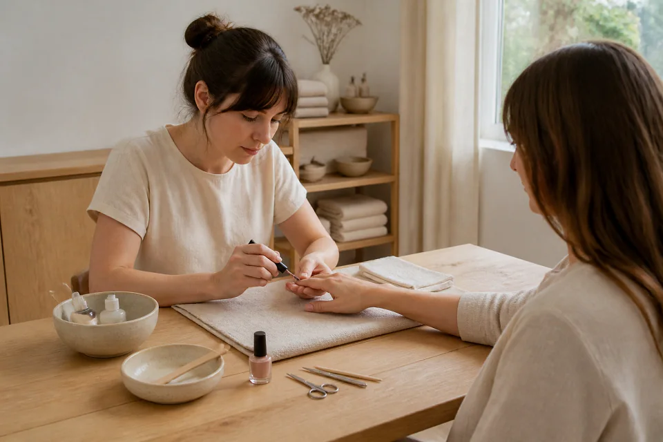 Préparation de soins esthétiques avant un mariage — illustration générée par IA