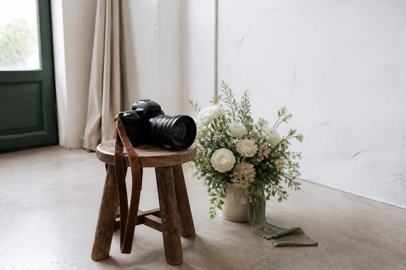 Appareil photo et accessoires de reportage de mariage — illustration générée par IA