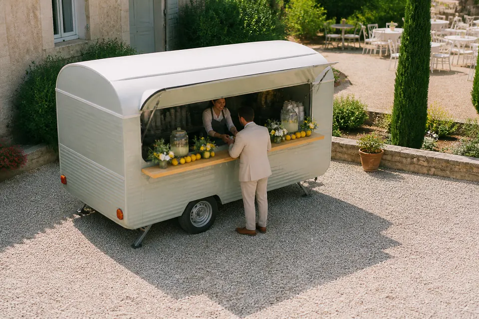 Service mobile de restauration pour une réception — illustration générée par IA