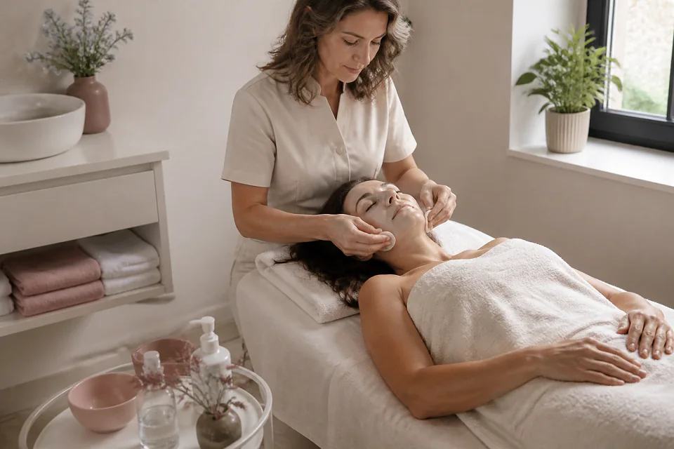 Préparation de soins esthétiques avant un mariage — illustration générée par IA