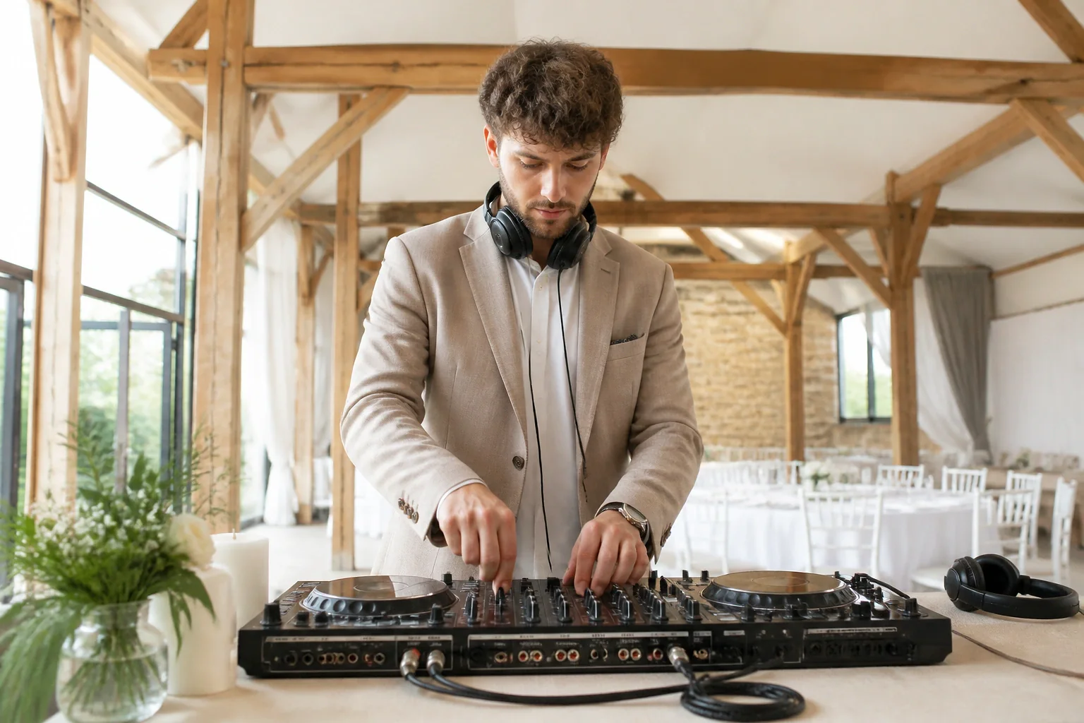 Préparation musicale d’une soirée de mariage — illustration générée par IA