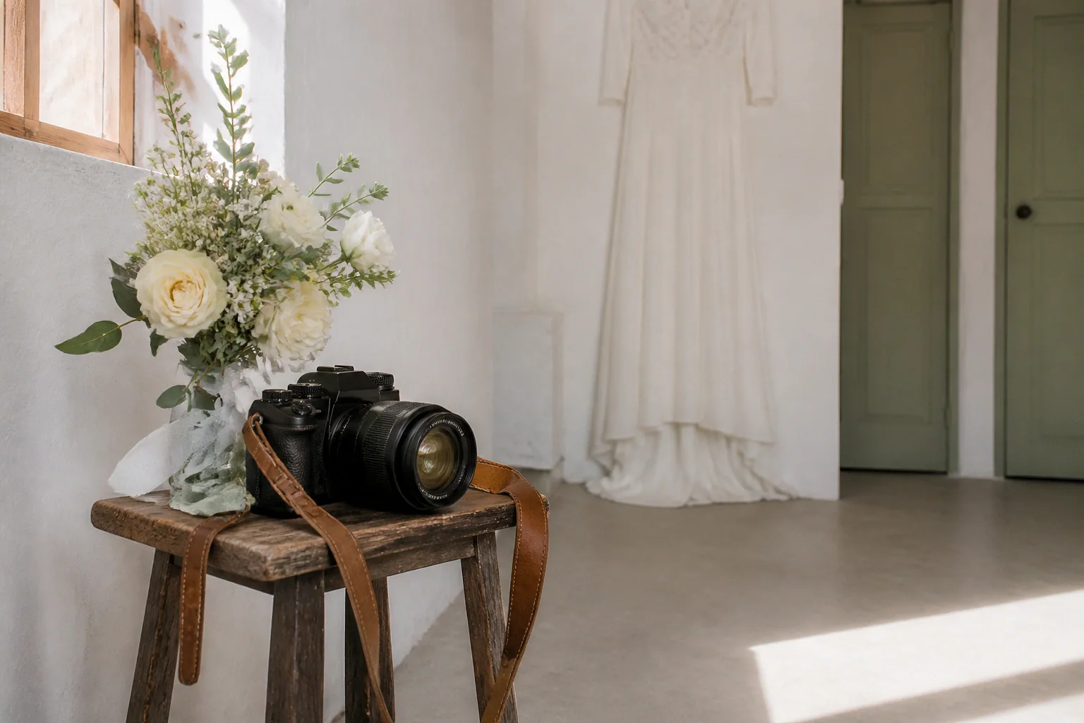 Appareil photo et accessoires de reportage de mariage — illustration générée par IA